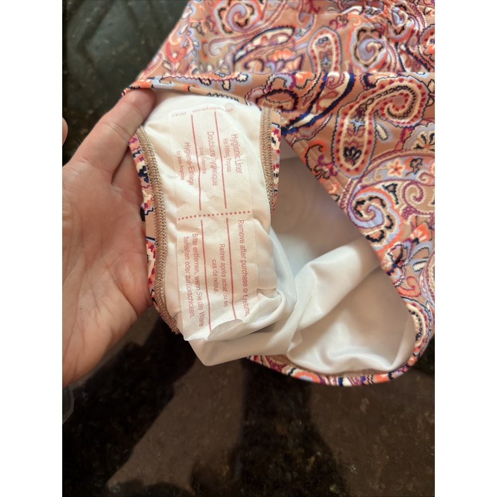 New Lands End Swimsuit Women's Sz 12 Paisley Print Shelf Bra Ruching Slimming - Picture 10 of 10